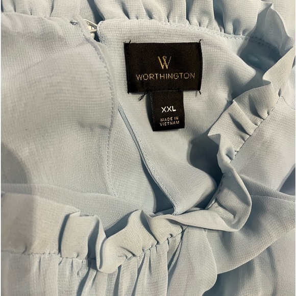 Worthington Ruffle Collar Blouse. Baby Blue. XXL. - Picture 3 of 3